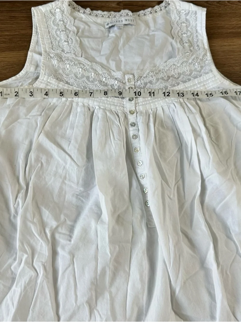 Eileen West Nightgown Small White 100% Cotton Floral Embroidery Night Shirt - Picture 9 of 11